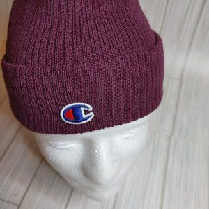 Champion Men’s Ribbed Cuffed Beanie Cap Script Logo Dark Purple One Size